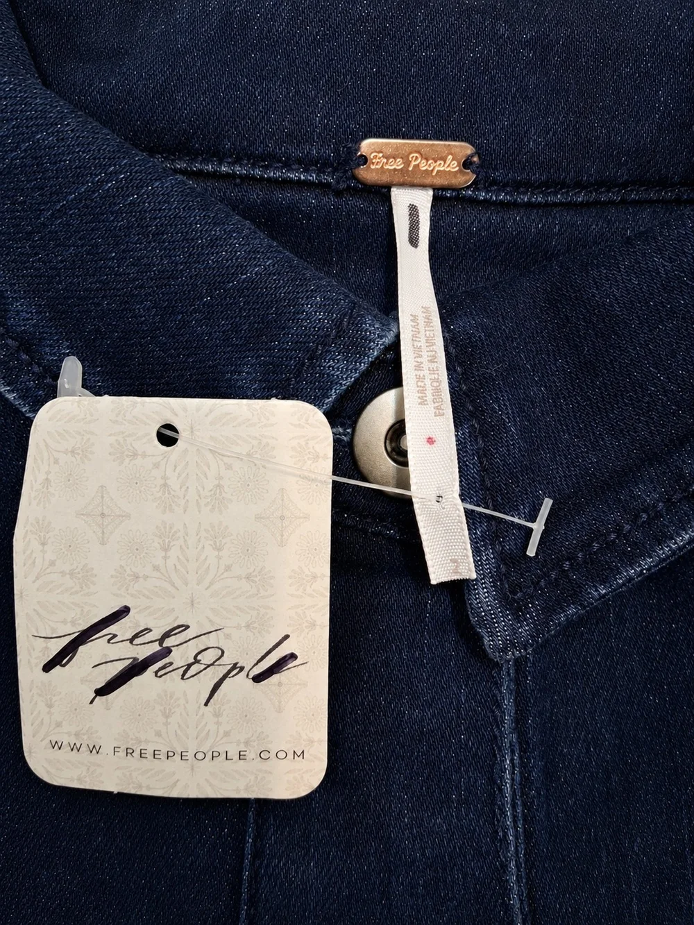 Free People Amber Denim Shirt Dress Size 2 NWT Button Front Long Sleeve Mini FP - Picture 10 of 14